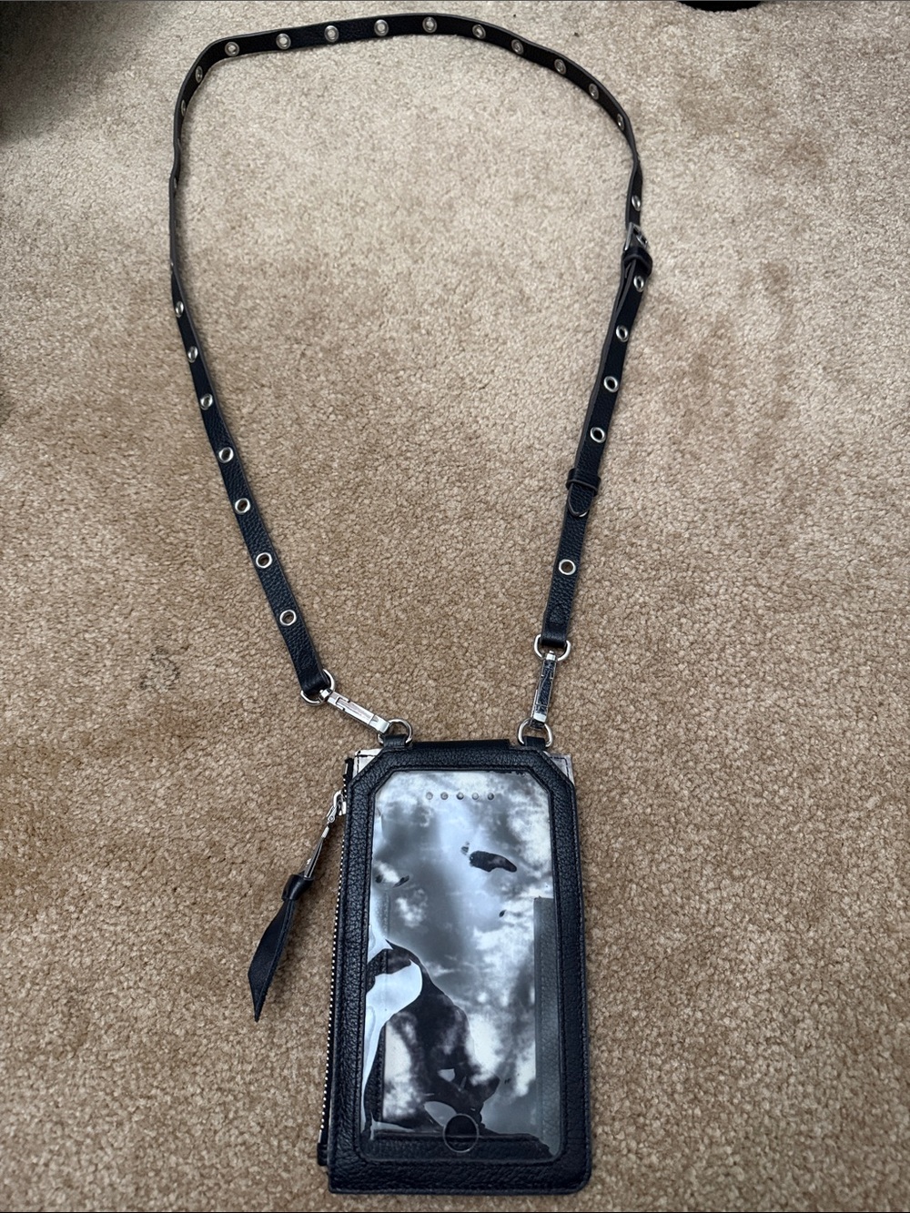 Aimee Kestenberg Black Crossbody Phone Wallet with Studded Strap